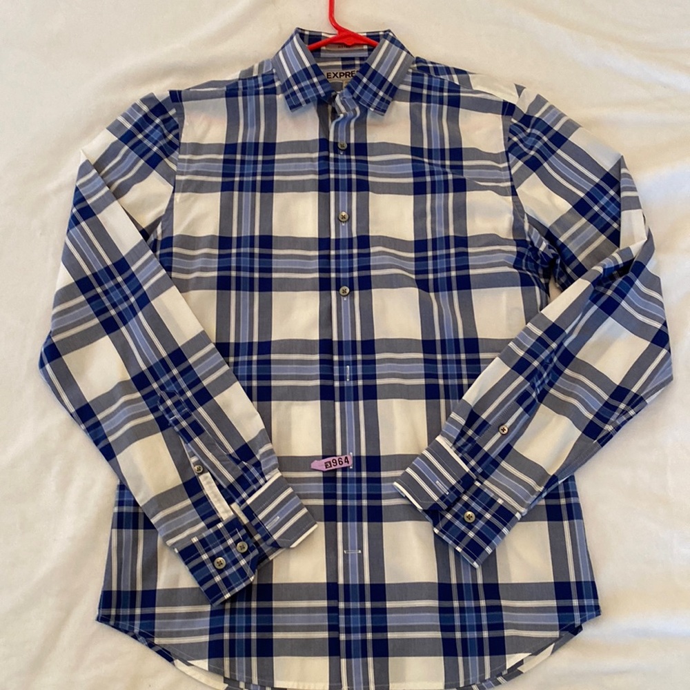 Express Mens 15-15 1/2 Neck Plaid Shirt, medium